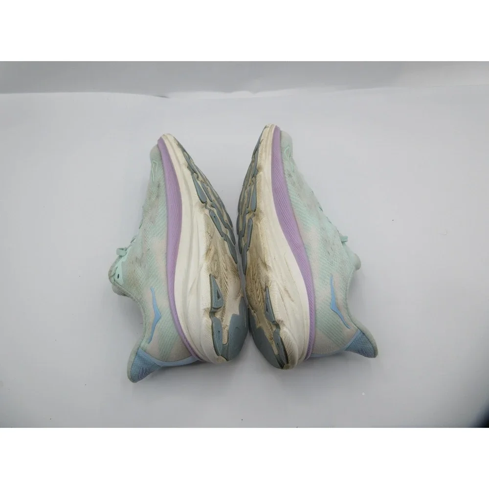 Hoka One‎ One Clifton 9 Running Shoes Womens Size 7.5 Mint Green Purple Sneakers